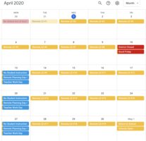Remote Learning Calendar
