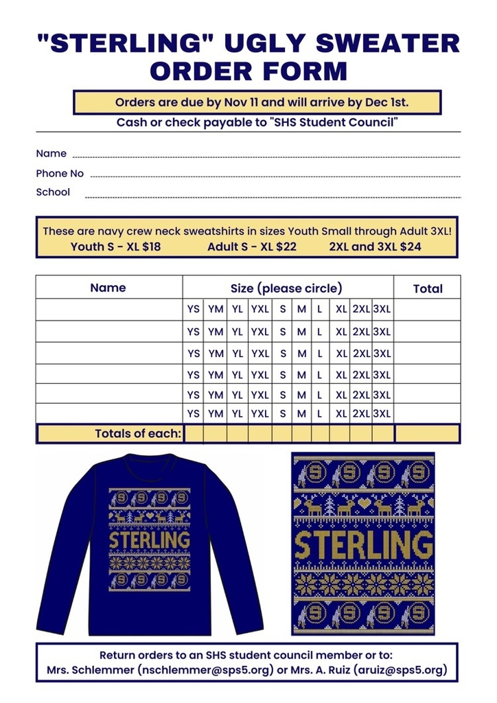 ugly sweater order form