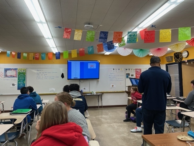 Students in Mr. Guerrero's Spanish class practice speaking Spanish with their peers!