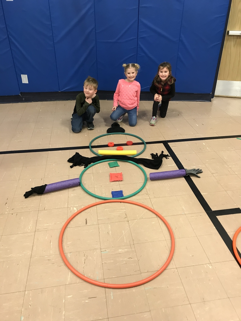 Jefferson students worked together to build snowmen using PE equipment.
